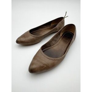 Frye Regina Ballet Flats Women's 7M Brown Distressed Leather Slip On Pointed Toe